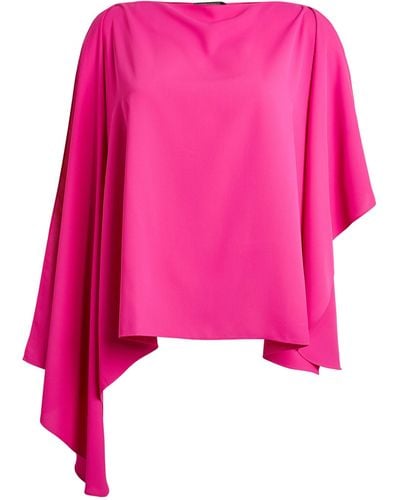 Marina Rinaldi Crepe Asymmetrical Poncho Top - Pink