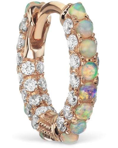 Maria Tash Rose Gold Opal And Diamond Pavé Hoop Earring (8mm) - Metallic