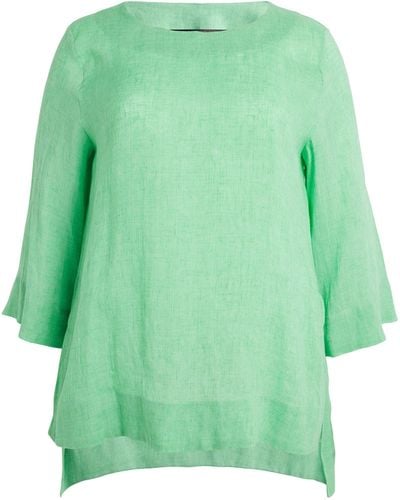 Marina Rinaldi Linen Tunic Top - Green