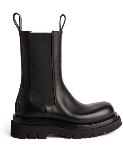 Bottega Veneta Leather Lug Boots - Black