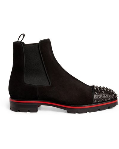 Christian Louboutin Melon Spikes Leather Ankle Boots - Black