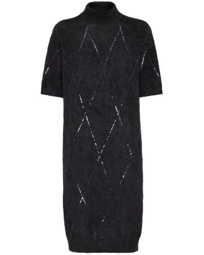 Brunello Cucinelli Knitted Mini Dress - Black