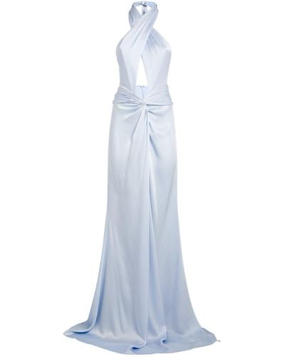 LAPOINTE Halterneck Twist-detail Gown - Blue