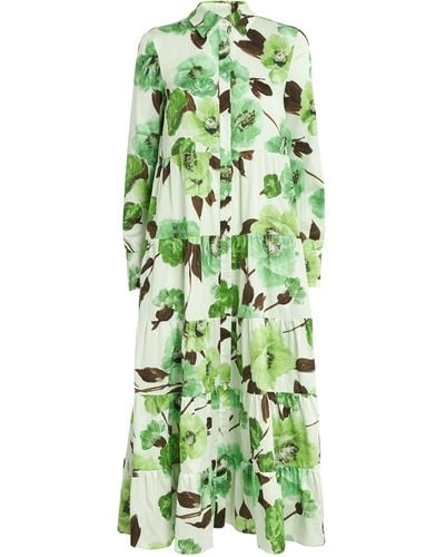 Erdem Cotton Floral Shirt Dress - Green