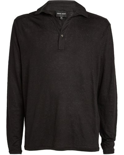 Giorgio Armani Linen Polo Shirt - Black
