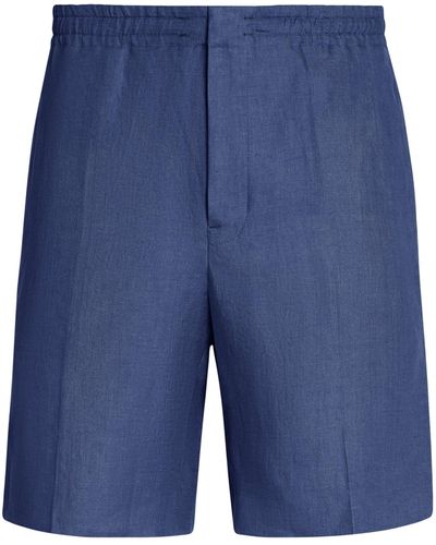 ZEGNA Linen Oasi Lino Shorts - Blue