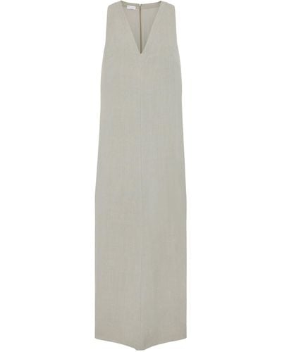 Brunello Cucinelli Linen-blend Sleeveless Maxi Dress - White