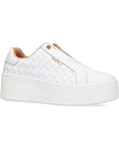 Carvela Kurt Geiger Woven Leather Connected Laceless Trainers - White