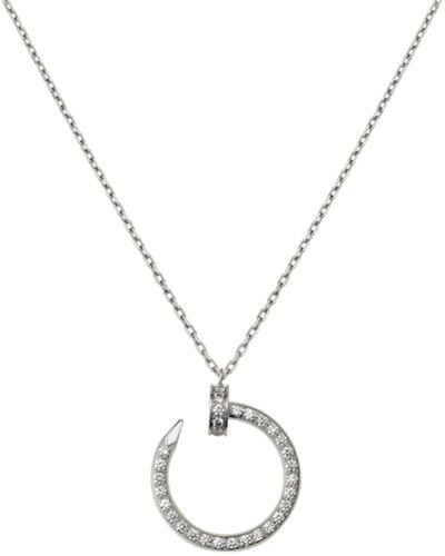 Cartier White Gold And Diamond Juste En Clou Pavé Necklace - Metallic