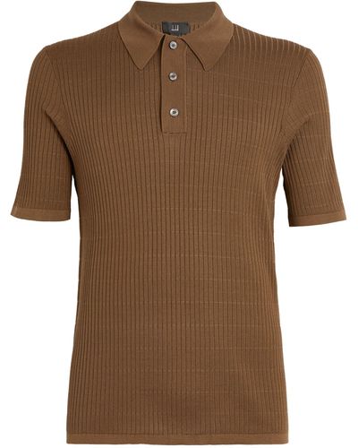 Dunhill Cotton Tonal-knit Polo Shirt - Brown