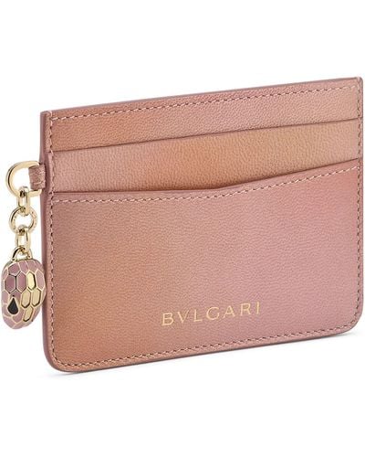 BVLGARI Goat Leather Serpenti Forever Card Holder - Pink