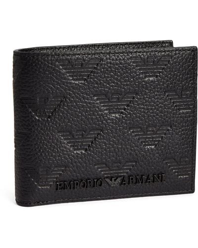 Emporio Armani Leather Eagle Bifold Wallet - Black