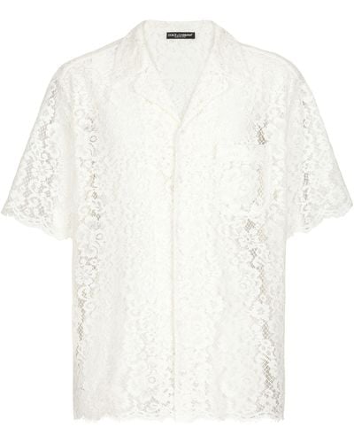 Dolce & Gabbana Lace Cuban Shirt - White