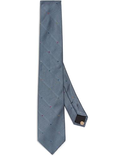 Paul Smith Silk Dotted Tie - Blue