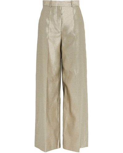 JOSEPH Metallic Alana Wide-leg Pants - Natural