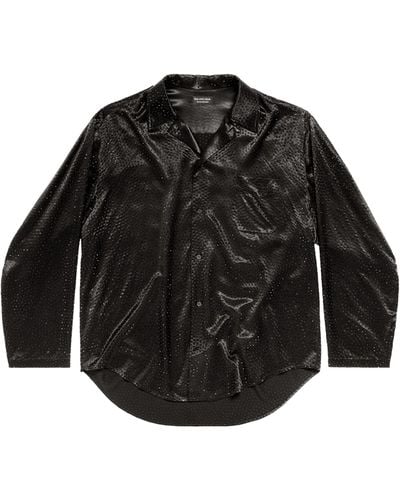 Balenciaga Rhinestone-embellished Satin Shirt - Black