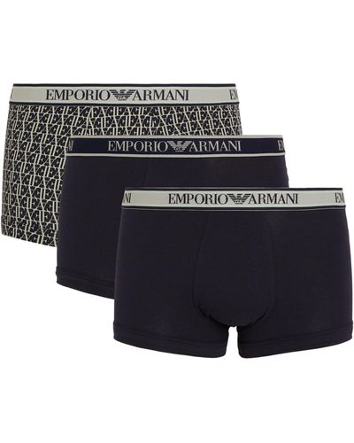 Emporio Armani Stretch-cotton Logo Trunks (pack Of 3) - Black