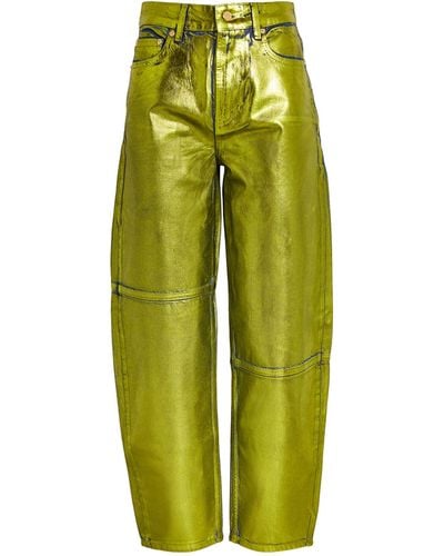 Ganni Foil-coated Jeans - Green