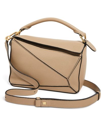 Loewe Small Leather Puzzle Top-handle Bag - Natural