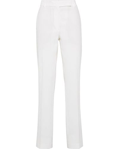 Brunello Cucinelli Cotton Cigarette Trousers - White