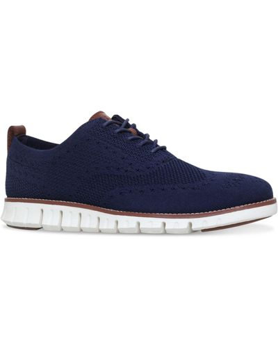Cole Haan Zerogrand Stitchlite Knit Oxford Shoes - Blue