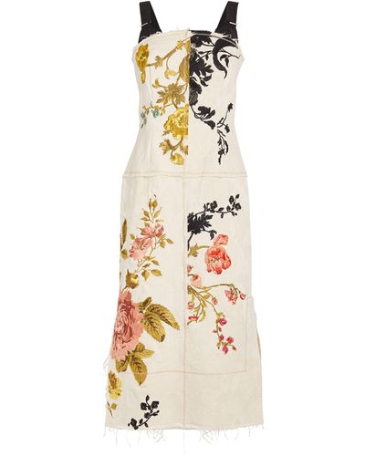 Erdem Embroidered Floral Midi Dress - Metallic