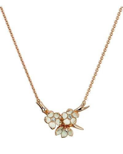 Shaun Leane Gold Vermeil And Diamond Cherry Blossom Flower Posey Necklace - Metallic