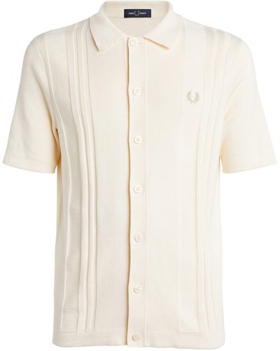 Fred Perry Knitted Striped Polo Shirt - White