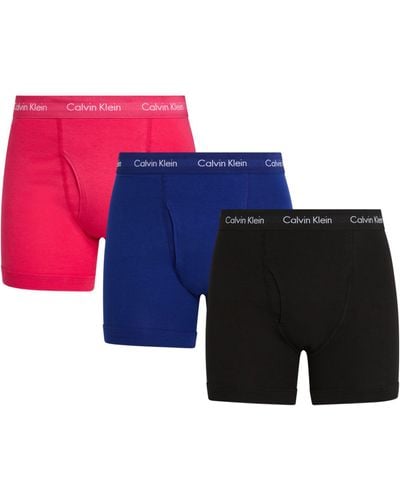 Calvin Klein Pack Of 3 Stretch-cotton Boxers - Blue
