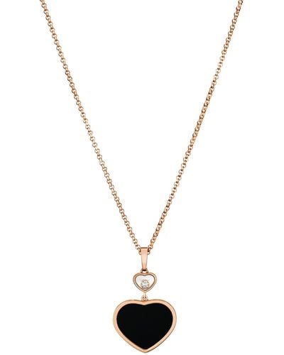 Chopard Rose Gold And Diamond Happy Hearts Pendant Necklace - Metallic
