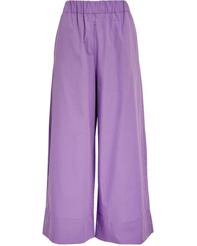 MAX&Co. Cotton Poplin Cropped Trousers - Purple
