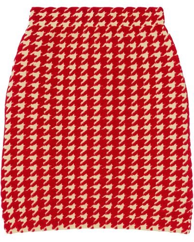 Burberry Towelling Houndstooth Mini Skirt - Red