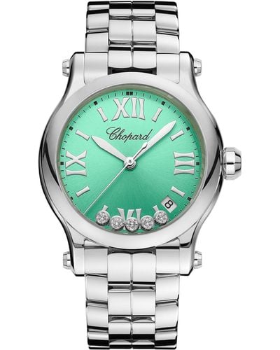 Chopard Lucent Steel And Diamond Happy Sport Watch 36m - Green