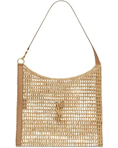 Saint Laurent Raffia Oxalis Crochet Shoulder Bag - Metallic