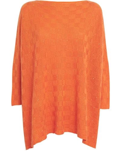 Eskandar Cashmere-silk Sequinned Tunic Top - Orange