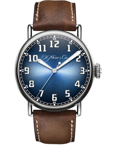 H. Moser & Cie. Stainless Steel Heritage Centre Seconds Watch 42mm - Blue