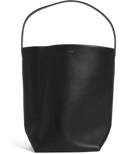 The Row Large Leather N/s Park Tote Bag - Black