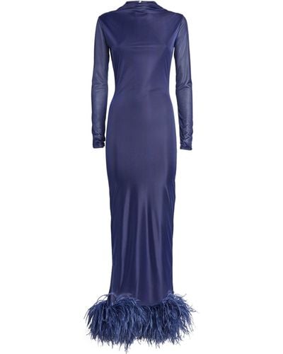 16Arlington Feather-trim Luna Gown - Blue