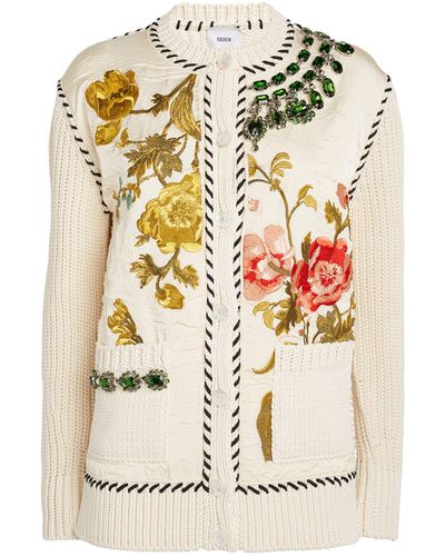 Erdem Crystal-embellished Floral Cardigan - Metallic