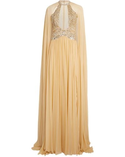 Georges Hobeika Tulle Embellished Gown - Natural