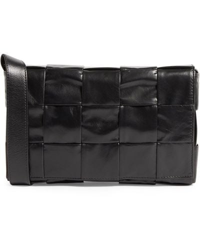Bottega Veneta Leather Intreccio Cassette Cross-body Bag - Gray
