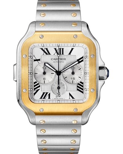 Cartier Stainless Steel And Yellow Gold Santos De Watch 43.3mm - Metallic