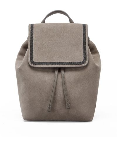 Brunello Cucinelli Suede Backpack - Gray