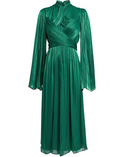 Costarellos Lamé Mellonia Midi Dress - Green