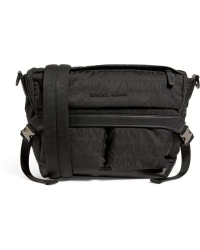 Emporio Armani Logo Jacquard Shoulder Bag - Black