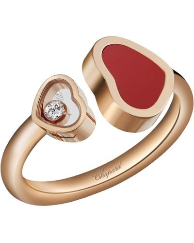Chopard Rose Gold And Stone Happy Hearts Ring - Pink