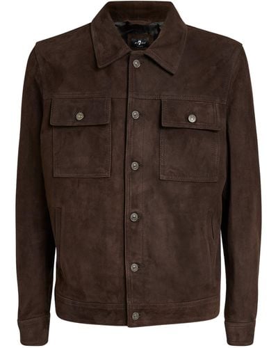 7 For All Mankind Suede Trucker Jacket - Brown