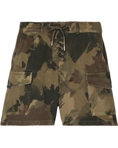 The Kooples Denim Camouflage Cargo Shorts - Green