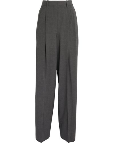 Theory Wool-blend Wide-leg Pants - Gray