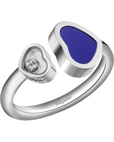Chopard White Gold And Stone Happy Hearts Ring - Blue